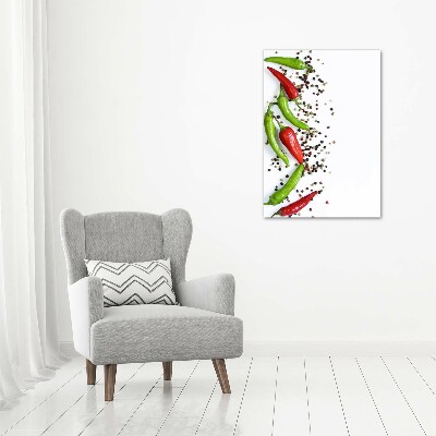 Cuadro de cristal moderno efecto brillo vertical chiles