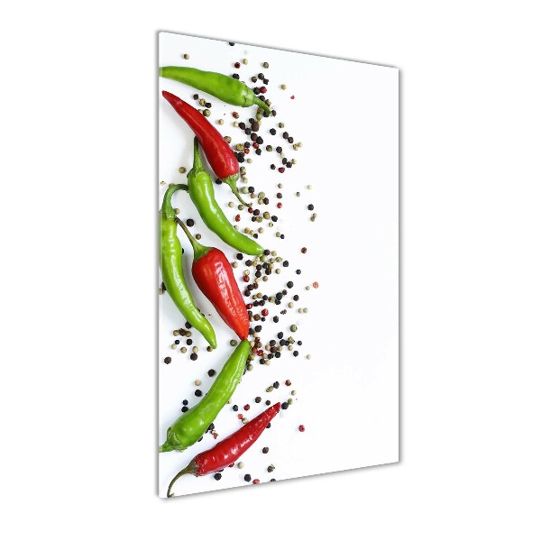 Cuadro de cristal moderno efecto brillo vertical chiles