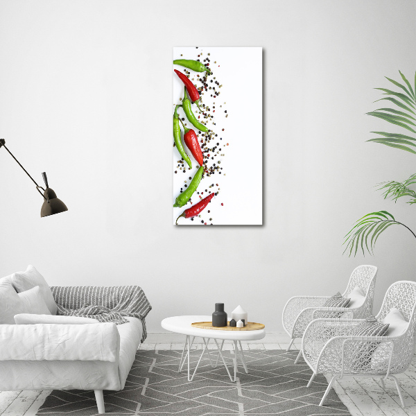 Cuadro de cristal moderno efecto brillo vertical chiles