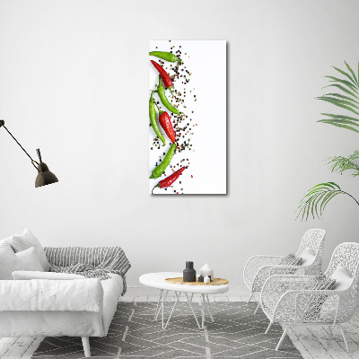 Cuadro de cristal moderno efecto brillo vertical chiles