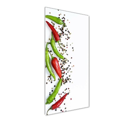 Cuadro de cristal moderno efecto brillo vertical chiles