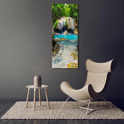 Cuadro decorativo en cristal con canto pulido vertical Cascada en la selva