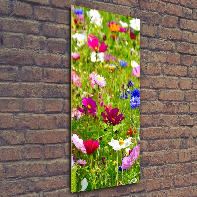 Cuadro decorativo en cristal con canto pulido vertical Flores silvestres