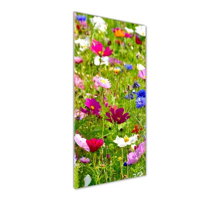 Cuadro decorativo en cristal con canto pulido vertical Flores silvestres