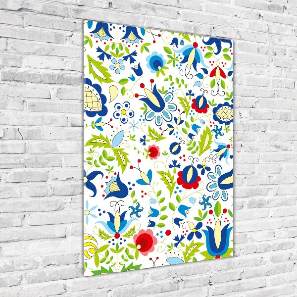 Cuadro de cristal moderno efecto brillo vertical Patrón étnico