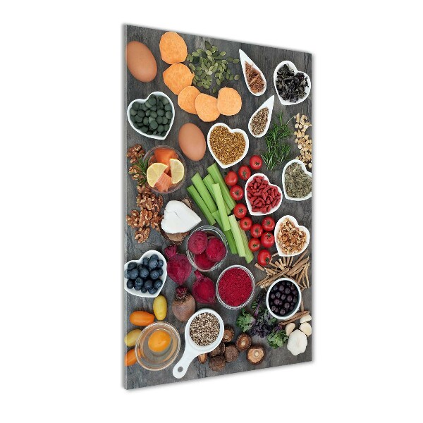 Cuadro de vidrio templado 4mm para pared vertical Comida saludable