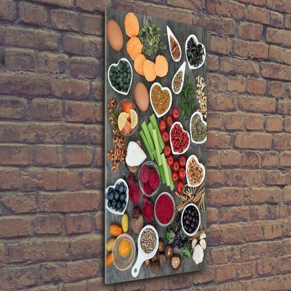 Cuadro de vidrio templado 4mm para pared vertical Comida saludable