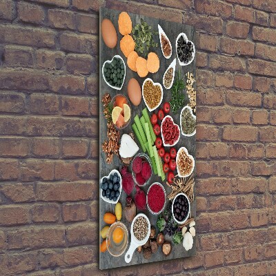 Cuadro de vidrio templado 4mm para pared vertical Comida saludable