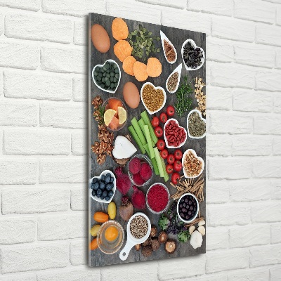 Cuadro de vidrio templado 4mm para pared vertical Comida saludable