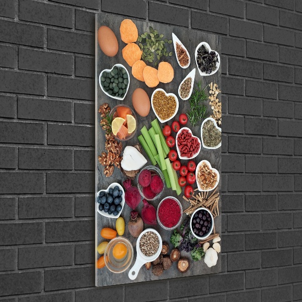 Cuadro de vidrio templado 4mm para pared vertical Comida saludable