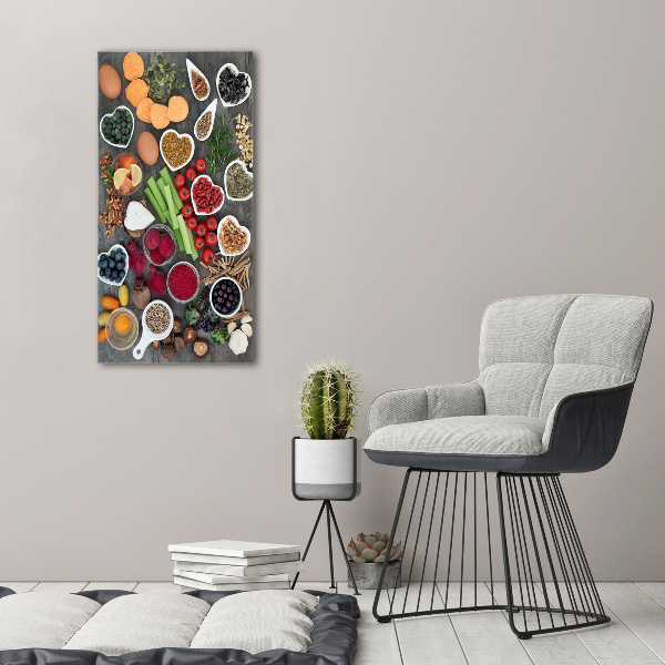 Cuadro de vidrio templado 4mm para pared vertical Comida saludable