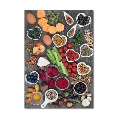 Cuadro de vidrio templado 4mm para pared vertical Comida saludable