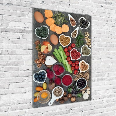 Cuadro de vidrio templado 4mm para pared vertical Comida saludable
