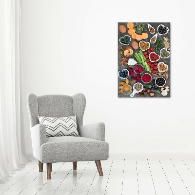 Cuadro de vidrio templado 4mm para pared vertical Comida saludable
