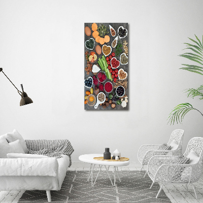 Cuadro de vidrio templado 4mm para pared vertical Comida saludable