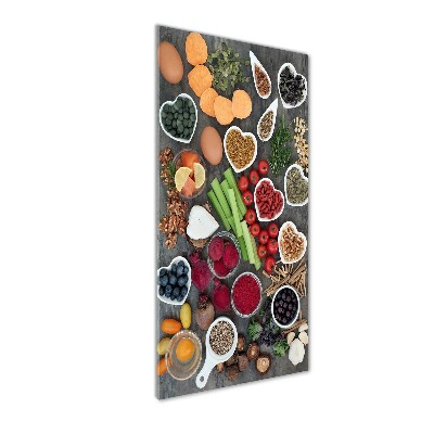 Cuadro de vidrio templado 4mm para pared vertical Comida saludable