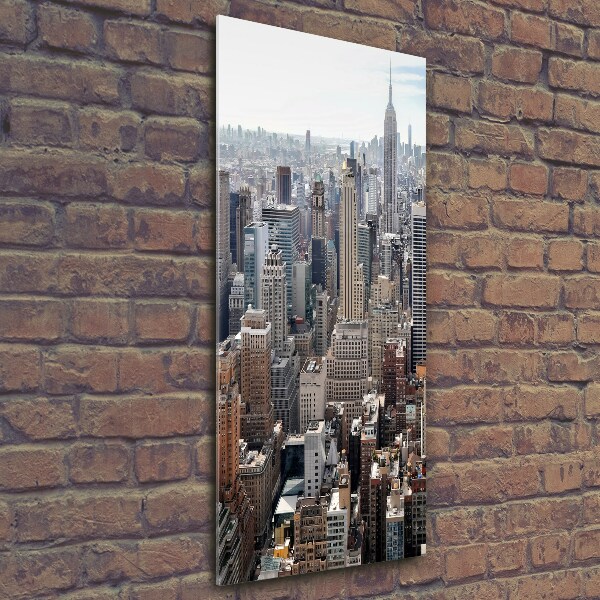 Cuadro de cristal moderno efecto brillo vertical Nueva York