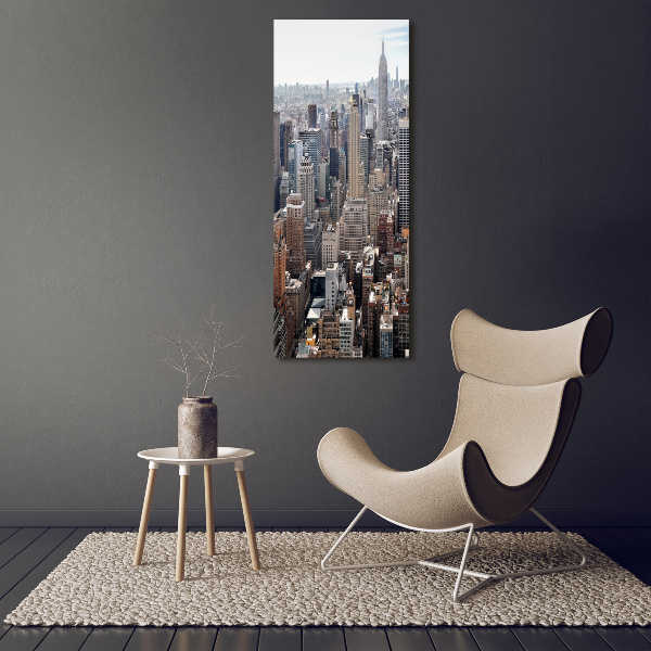 Cuadro de cristal moderno efecto brillo vertical Nueva York