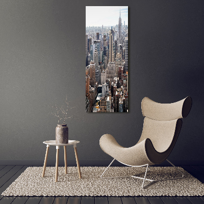 Cuadro de cristal moderno efecto brillo vertical Nueva York