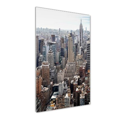 Cuadro de cristal moderno efecto brillo vertical Nueva York