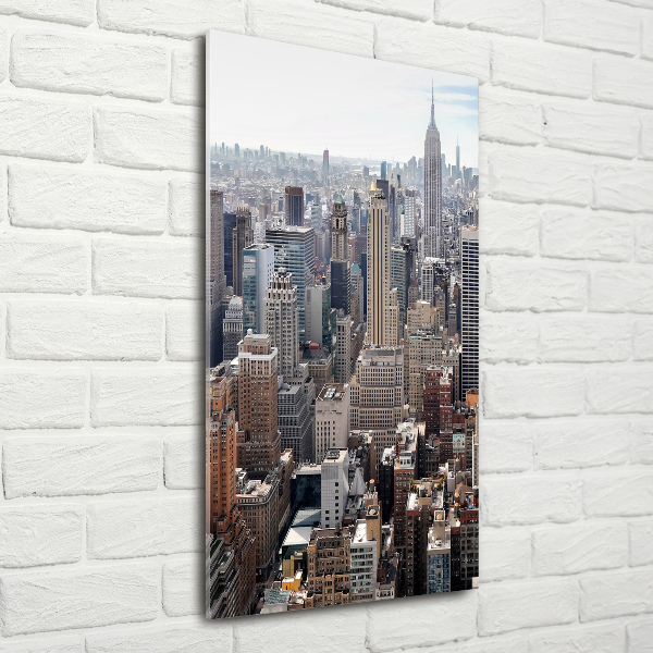 Cuadro de cristal moderno efecto brillo vertical Nueva York