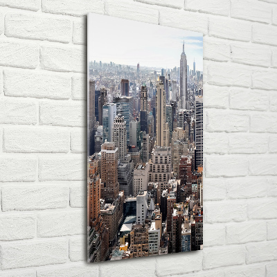 Cuadro de cristal moderno efecto brillo vertical Nueva York