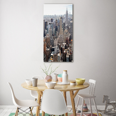 Cuadro de cristal moderno efecto brillo vertical Nueva York