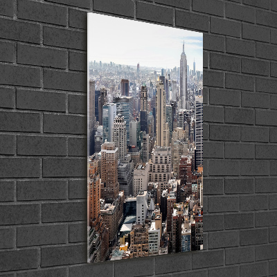 Cuadro de cristal moderno efecto brillo vertical Nueva York