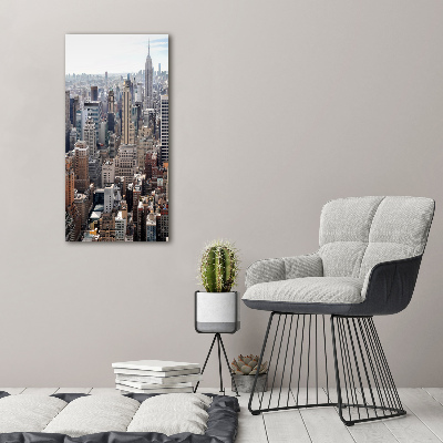 Cuadro de cristal moderno efecto brillo vertical Nueva York