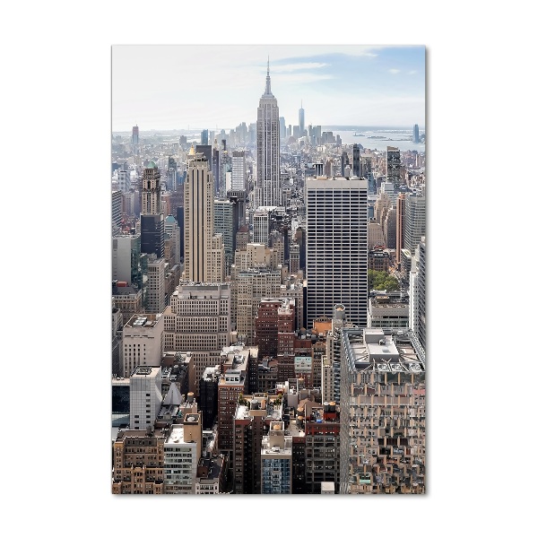 Cuadro de cristal moderno efecto brillo vertical Nueva York