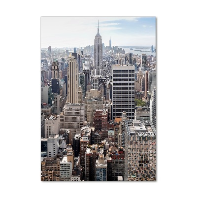 Cuadro de cristal moderno efecto brillo vertical Nueva York