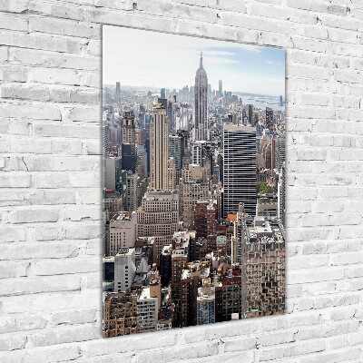 Cuadro de cristal moderno efecto brillo vertical Nueva York