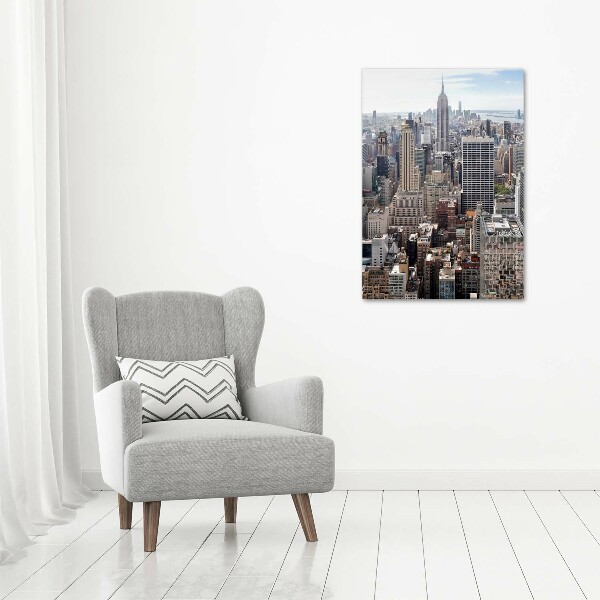 Cuadro de cristal moderno efecto brillo vertical Nueva York