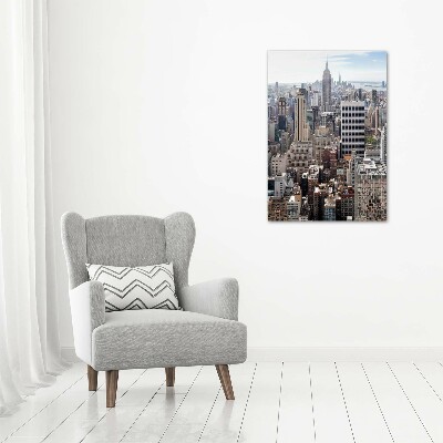 Cuadro de cristal moderno efecto brillo vertical Nueva York