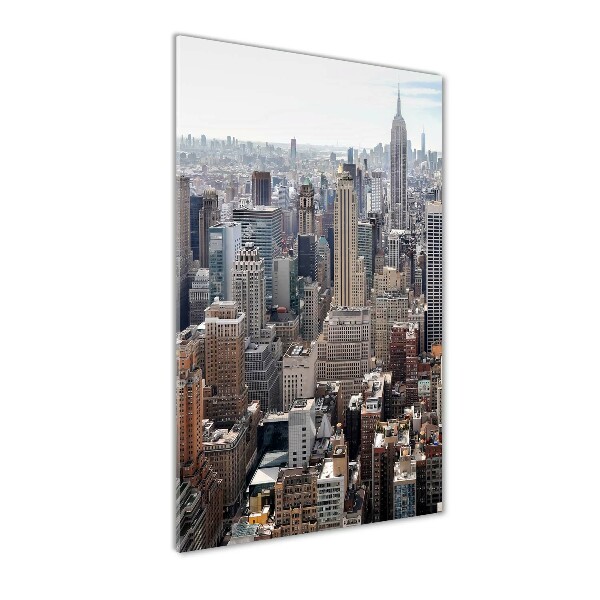 Cuadro de cristal moderno efecto brillo vertical Nueva York