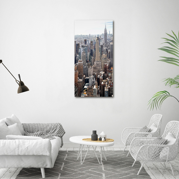 Cuadro de cristal moderno efecto brillo vertical Nueva York