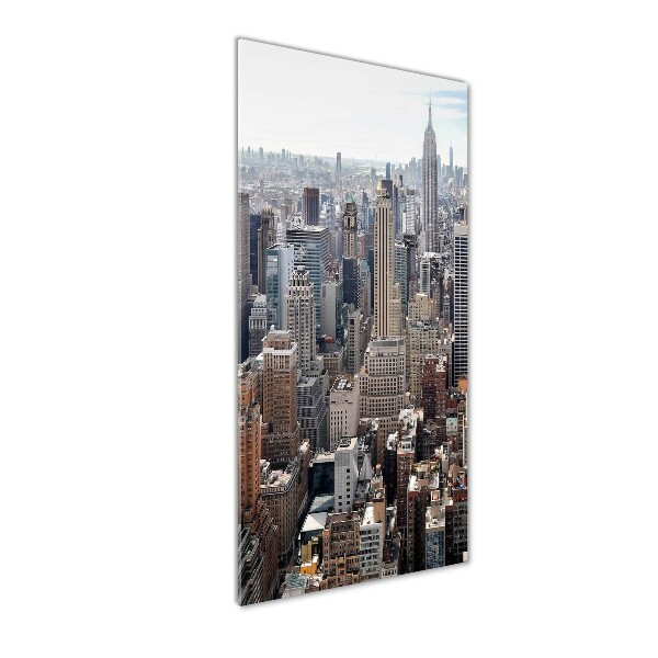 Cuadro de cristal moderno efecto brillo vertical Nueva York