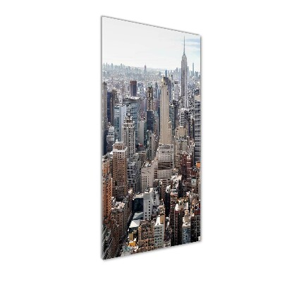 Cuadro de cristal moderno efecto brillo vertical Nueva York