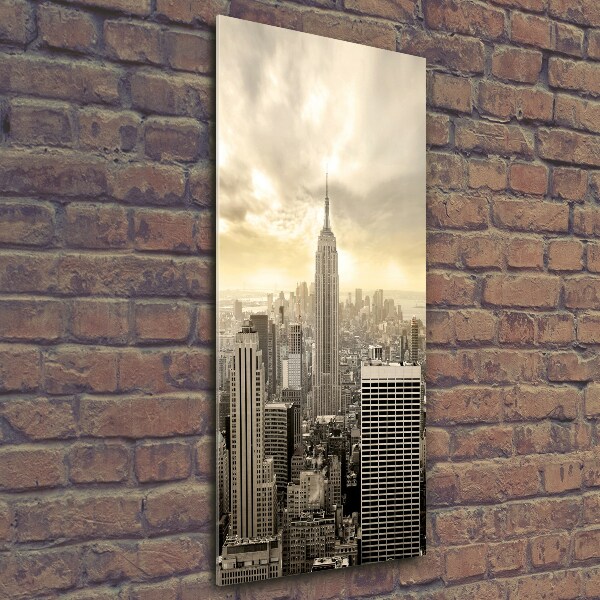 Cuadro decorativo en cristal con canto pulido vertical Manhattan Nueva York