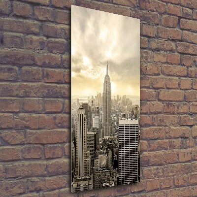 Cuadro decorativo en cristal con canto pulido vertical Manhattan Nueva York