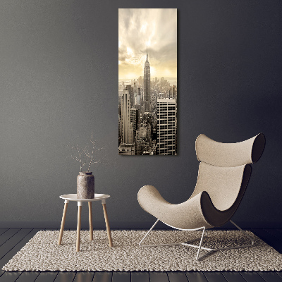 Cuadro decorativo en cristal con canto pulido vertical Manhattan Nueva York
