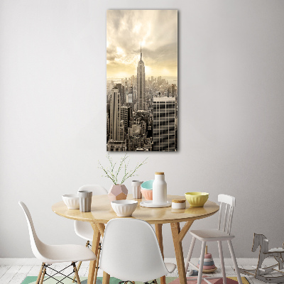 Cuadro decorativo en cristal con canto pulido vertical Manhattan Nueva York