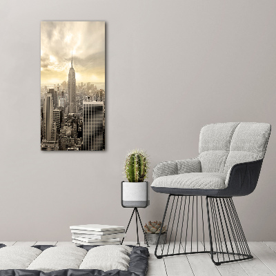 Cuadro decorativo en cristal con canto pulido vertical Manhattan Nueva York