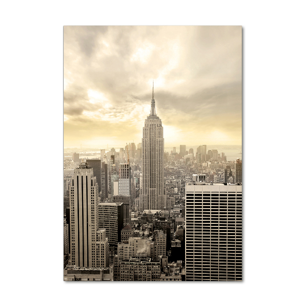 Cuadro decorativo en cristal con canto pulido vertical Manhattan Nueva York