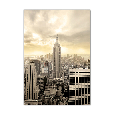 Cuadro decorativo en cristal con canto pulido vertical Manhattan Nueva York