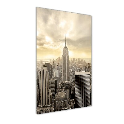 Cuadro decorativo en cristal con canto pulido vertical Manhattan Nueva York