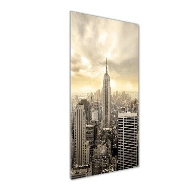 Cuadro decorativo en cristal con canto pulido vertical Manhattan Nueva York