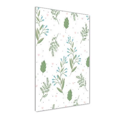 Cuadro de vidrio templado 4mm para pared vertical Hojas y corazones