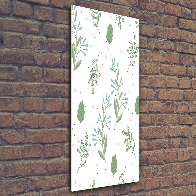 Cuadro de vidrio templado 4mm para pared vertical Hojas y corazones