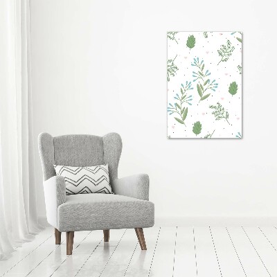 Cuadro de vidrio templado 4mm para pared vertical Hojas y corazones